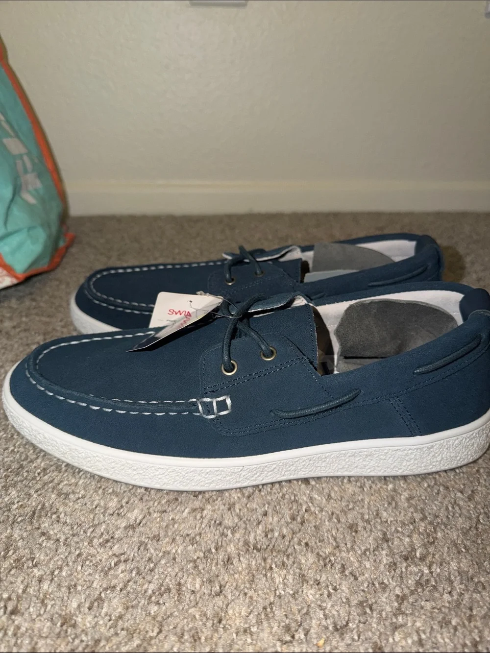 Swims Men's Navy Suede Boat Shoes with Ortholite Insole
